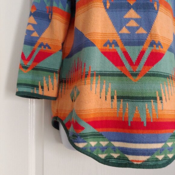 Chaps Navajo Aztec Southwestern Indian Blanket pattern Sweater M Rainbow - Picture 5 of 11